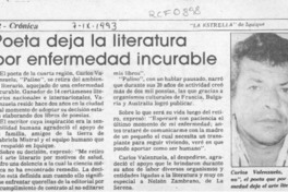 Poeta deja la literatura por enfermedad incurable  [artículo].