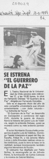 Se estrena "El guerrero de la paz"