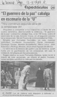 "El Guerrero de la paz" cabalga en escenario de la "U"