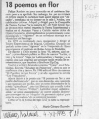 18 poemas en flor  [artículo] Mario Cánepa Guzmán.