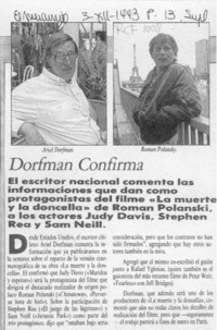 Dorfman confirma  [artículo].