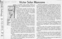 Víctor Solar Manzano  [artículo] Fernando Campos Harriet.