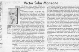 Víctor Solar Manzano  [artículo] Fernando Campos Harriet.