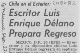 Escritor Luis Enrique Délano prepara regreso
