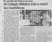Al Colegio Médico irán a morir los mamíferos