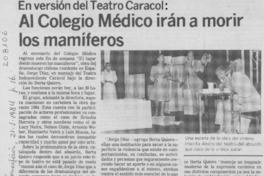 Al Colegio Médico irán a morir los mamíferos