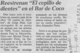 Reestrenan "El cepillo de dientes" en el bar de Coco