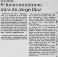 El Lunes se estrena obra de Jorge Díaz