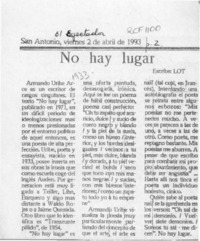 No hay lugar  [artículo] Lot.