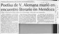 Poetisa de V. Alemana murió en encuentro literario en Mendoza  [artículo].