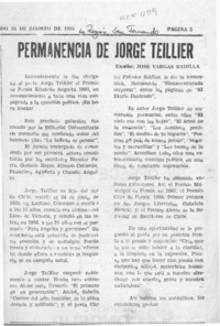 Permanencia de Jorge Teillier  [artículo] José Vargas Badilla.