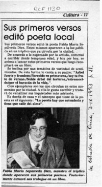 Sus primeros versos editó poeta local  [artículo].