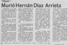 Murió Hernán Díaz Arrieta