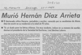 Murió Hernán Díaz Arrieta