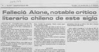 Falleció Alone, notable crítico literario chileno de este siglo