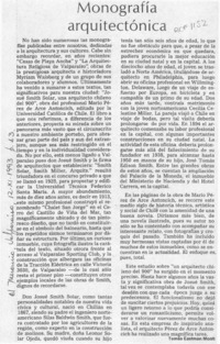Monografía arquitectónica  [artículo] Tomás Eastman Montt.