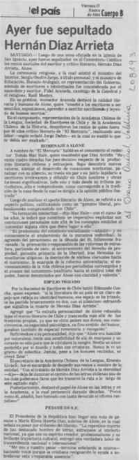 Ayer fue sepultado Hernán Díaz Arrieta