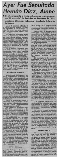 Ayer fue sepultado Hernán Díaz Arrieta, Alone