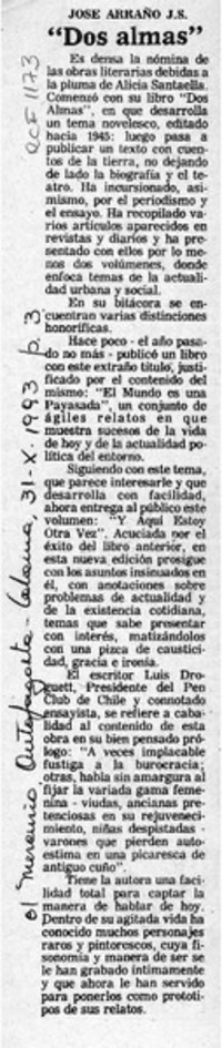 "Dos almas"  [artículo] José Arraño.