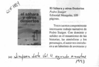 El Sáhara y otros desiertos  [artículo] Juan Pablo Sutherland.