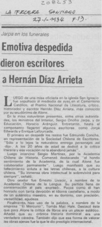 Emotiva despedida dieron escritores a Hernán Díaz Arrieta