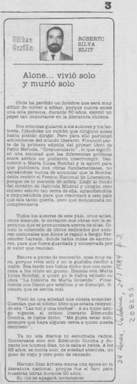 Alone -- vivió solo y murió solo