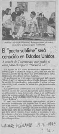 El "Pacto sublime" será conocido en Estados Unidos  [artículo].