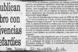 Publican libro con vivencias sefardíes  [artículo].