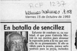 En batalla de sencillez  [artículo] Hugo Montes Brunet.