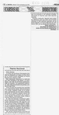 Premio Nacional  [artículo] Ester Ampuero T.