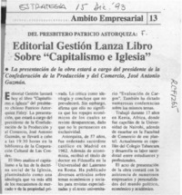 Editorial Gestión lanza libro sobre "Capitalismo e Iglesia"  [artículo].