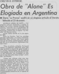 Obra de "Alone" es elogiada en Argentina
