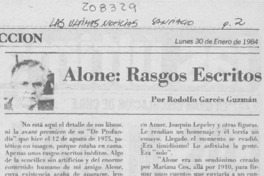 Alone, rasgos escritos