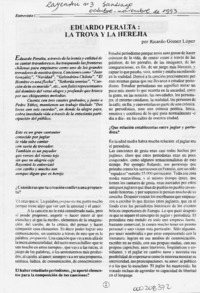 Eduardo Peralta, la trova y la herejía  [artículo] Ricardo Gómez López.
