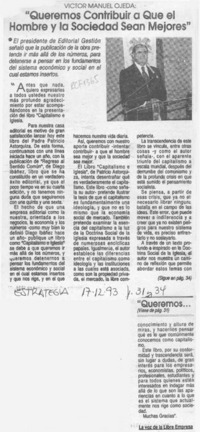 "Queremos contribuir a que el hombre y la sociedad sean mejores"  [artículo].