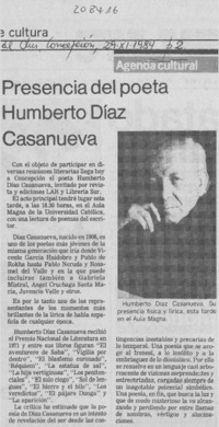 Presencia del poeta Humberto Díaz Casanueva