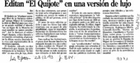 Editan "El Quijote" en una versión de lujo  [artículo].