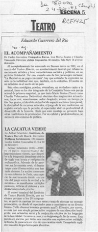 Teatro  [artículo] Eduardo Guerrero del Río.