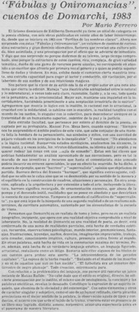 "Fábulas y oniromancias", cuentos de E. Domarchi