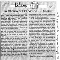 La Gloria del olivo de J. J. Benítez  [artículo].