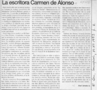 La escritora Carmen de Alonso  [artículo] José Arraño A.
