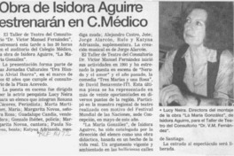 Obra de Isidora Aguirre estrenarán en C. Médico