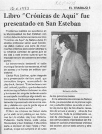 Libro "Crónicas de aquí" fue presentado en San Esteban  [artículo].