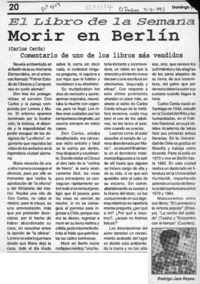 Morir en Berlín  [artículo] Rodrigo Jara Reyes.