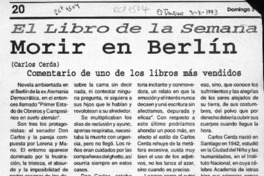 Morir en Berlín  [artículo] Rodrigo Jara Reyes.