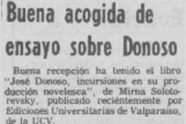 Buena acogida de ensayo sobre Donoso