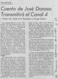 Cuento de José Donoso transmitirá el canal 4