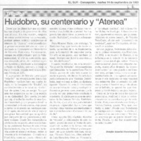 Huidobro, su centenario y "Atenea"
