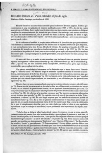 Ricardo Israel Z., "Para entender el fin de siglo"  [artículo] Marta Salazar Sánchez.