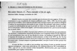 Ricardo Israel Z., "Para entender el fin de siglo"  [artículo] Marta Salazar Sánchez.